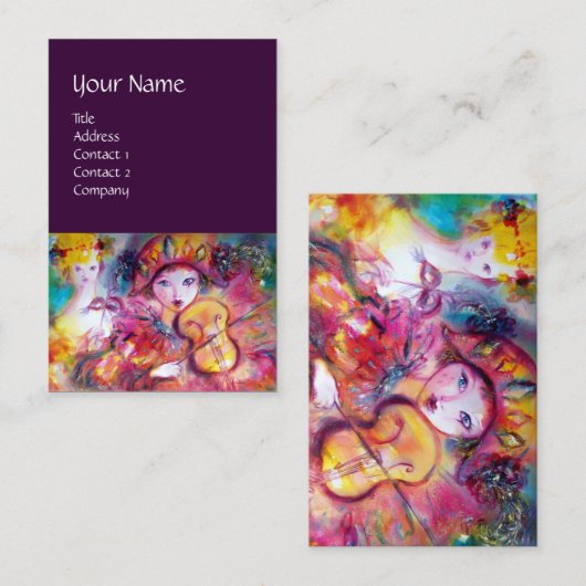 HARLEQUIN EN COLUMBINE-muziek, decor, theaterartie Visitekaartje (Voorkant / Achterkant)