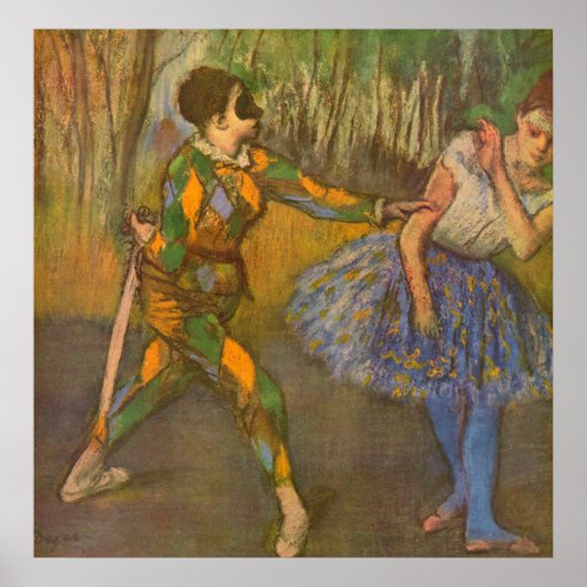 Harlequin en Columbine van Edgar Degas  Kunst Poster (Voorkant)