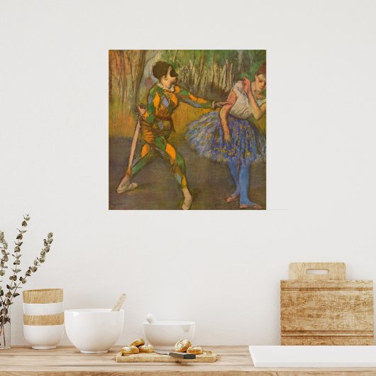Harlequin en Columbine van Edgar Degas  Kunst Poster (Keuken)