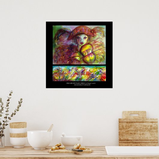 HARLEQUIN EN ITALIAANS CARNIVAL POSTER (Keuken)