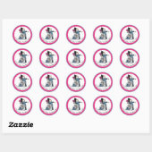 Harlequin en Roze grens Ronde Sticker (Vel)