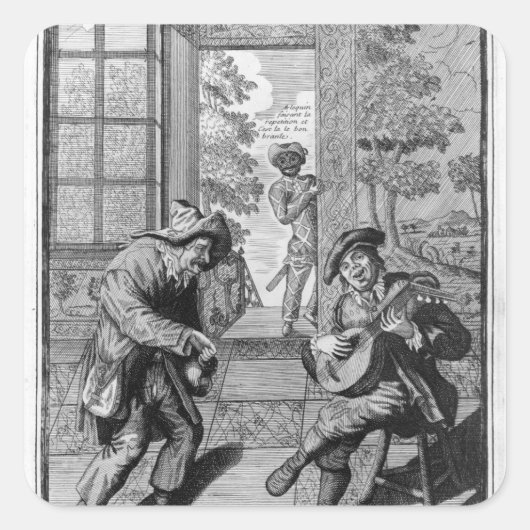 Harlequin en Scaramouche Vierkante Sticker (Voorkant)