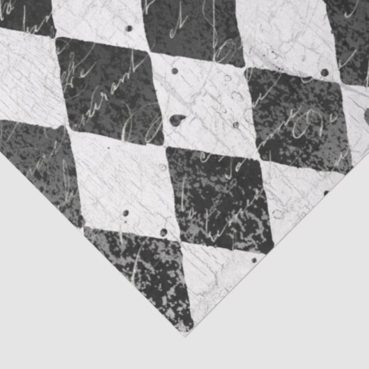 Harlequin Ephemera Black in White Wood Decoupage Tissuepapier (Detail)