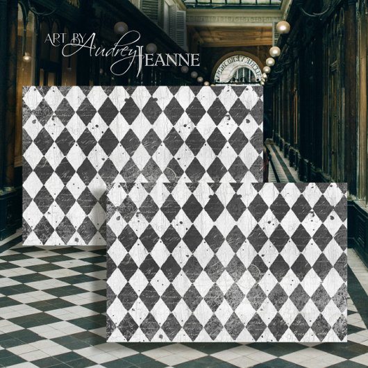 Harlequin Ephemera Black in White Wood Decoupage Tissuepapier