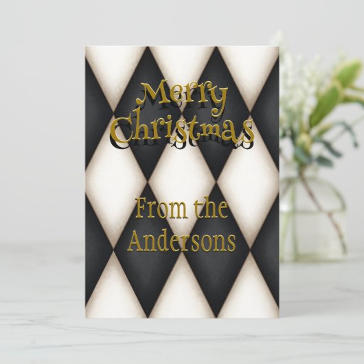 Harlequin Festive Persoonlijk kerstfeest afspelen Feestdagenkaart (Staand voorkant)