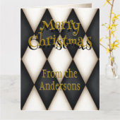 Harlequin Festive Persoonlijk kerstfeest afspelen Kaart (Gele Bloem)