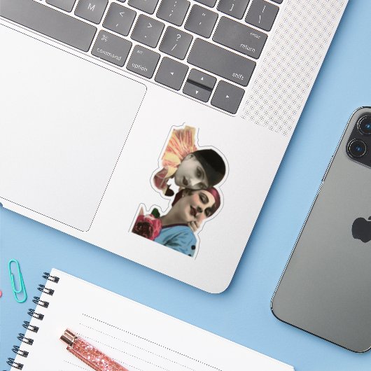  Harlequin Flower Girls Sticker (Laptop met iPhone)