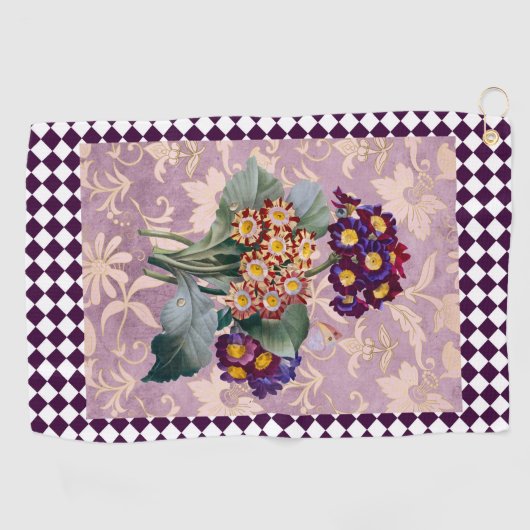  Harlequin Garden Flower Panel Golfhanddoek (Horizontaal)