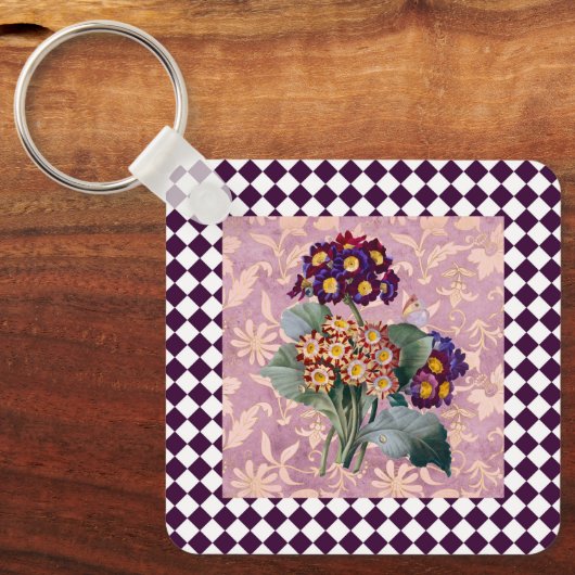 Harlequin Garden Flower Panel Sleutelhanger (Voorkant)