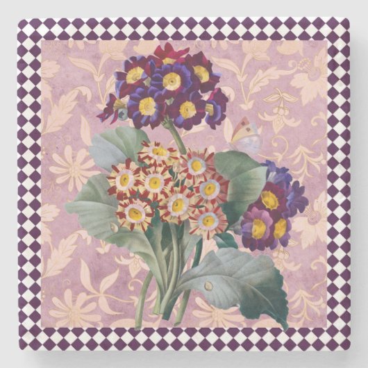  Harlequin Garden Flower Panel Stenen Onderzetter (Voorkant)
