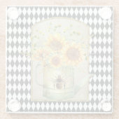  Harlequin Garden Sunflower Glazen Onderzetter (Achterkant)