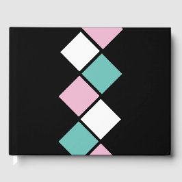Harlequin Gastenboek (Zwart, Aqua & Roze)