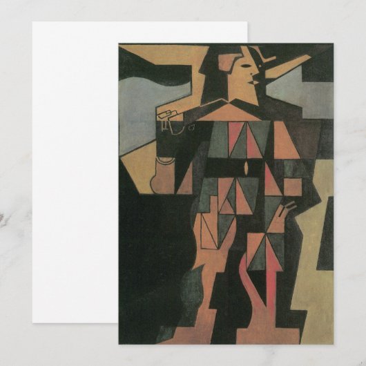 Harlequin, gemaakt door Juan Gris,  Cubistische ku (Voorkant / Achterkant)