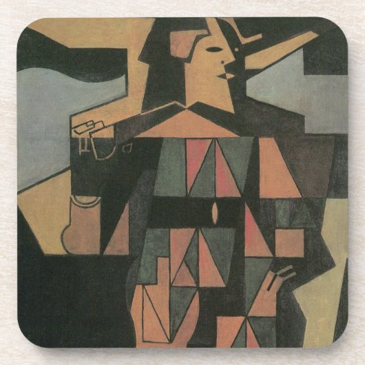 Harlequin, gemaakt door Juan Gris,  Cubistische ku Drankjes Onderzetter (Voorkant)