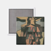 Harlequin, gemaakt door Juan Gris,  Cubistische ku Magneet (Voorkant / Achterkant)