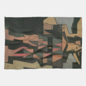 Harlequin, gemaakt door Juan Gris,  Cubistische ku Theedoek (Horizontaal)