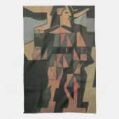 Harlequin, gemaakt door Juan Gris,  Cubistische ku Theedoek (Verticaal)