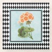 Harlequin-geplateerd geraniumbotanisch glazen onderzetter (Voorkant)