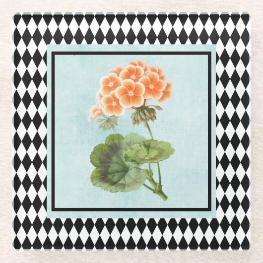 Harlequin-geplateerd geraniumbotanisch glazen onderzetter (Voorkant)