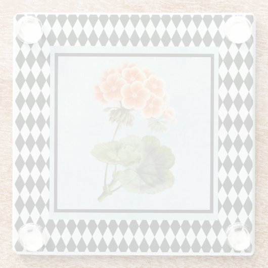 Harlequin-geplateerd geraniumbotanisch glazen onderzetter (Achterkant)