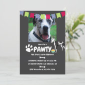 Harlequin Great Dane Birthday-fotouitnodiging Kaart (Staand voorkant)