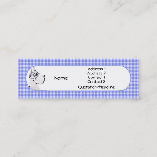 Harlequin Great Dane Blue Check-kaart Mini Visitekaartje (Voorkant)