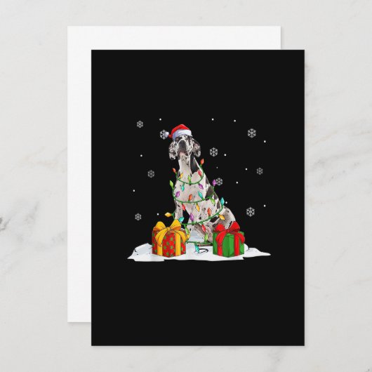 Harlequin Great Dane Christmas Tree Lights Xmas Pa Kaart (Voorkant / Achterkant)