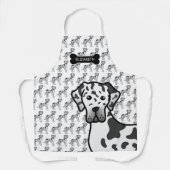 Harlequin Great Dane Cute Cartoon Dog & Name Schort (Voorkant)