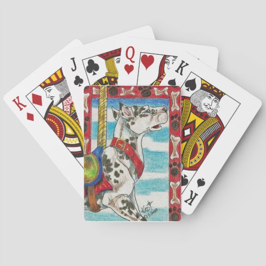 Harlequin Great Dane Dog Carousel Art Pokerkaarten (Achterkant)