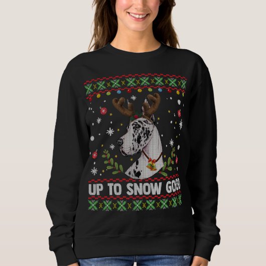Harlequin Great Dane Dog Reindeer Ugly Kerstmis S Trui (Voorkant)