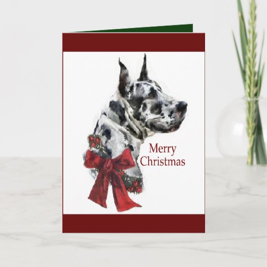 Harlequin Great Dane-kerstcadeaus Feestdagen Kaart (Voorkant)