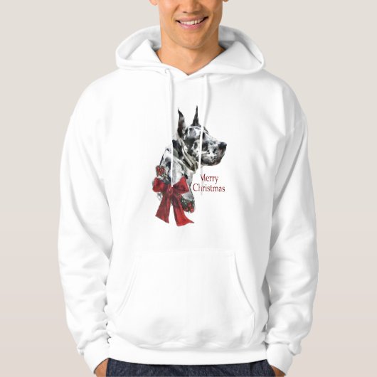 Harlequin Great Dane-kerstcadeaus Hoodie (Voorkant)