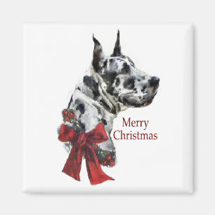 Harlequin Great Dane-kerstcadeaus Magneet