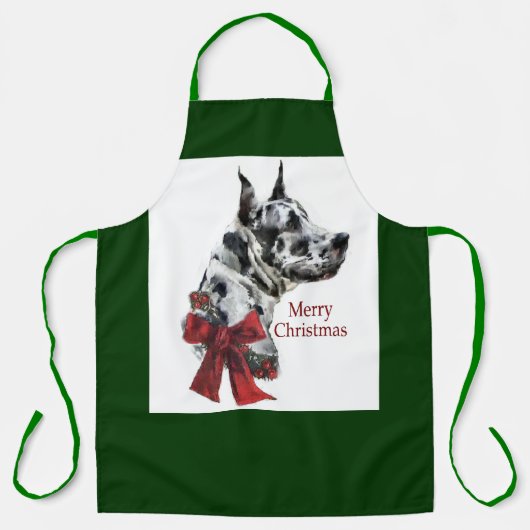 Harlequin Great Dane-kerstcadeaus Schort (Voorkant)