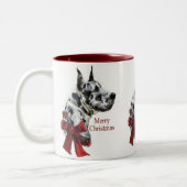 Harlequin Great Dane-kerstcadeaus Tweekleurige Koffiemok (Links)