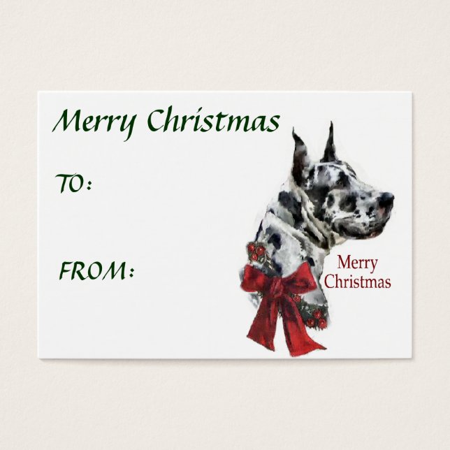 Harlequin Great Dane-kerstcadeaus Visitekaartjes (Voorkant)