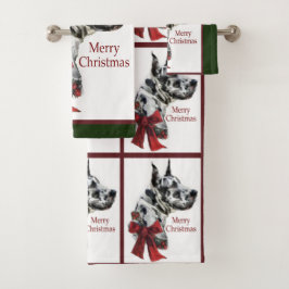 Harlequin Great Dane Kerstmis Bad Handdoek