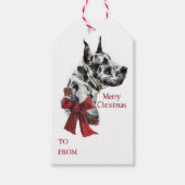 Harlequin Great Dane Kerstmis Cadeaulabel (Voorkant)
