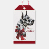 Harlequin Great Dane Kerstmis Cadeaulabel (Achterkant)