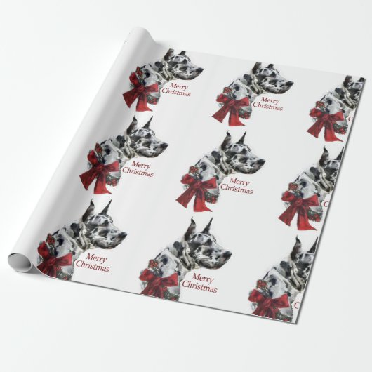 Harlequin Great Dane Kerstmis Cadeaupapier (Uitgerold)