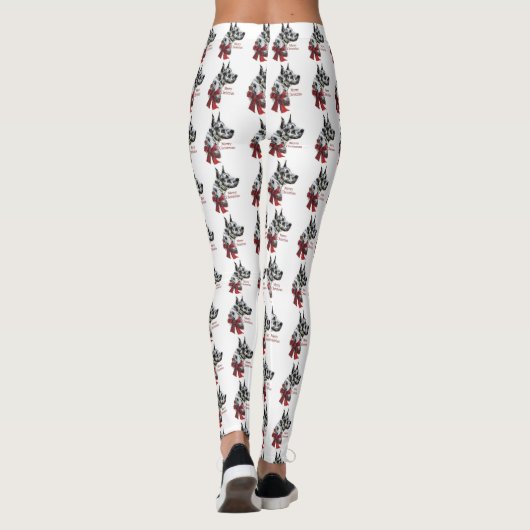 Harlequin Great Dane Kerstmis Leggings (Achterkant)