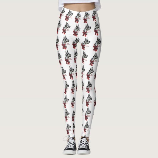 Harlequin Great Dane Kerstmis Leggings (Voorkant)