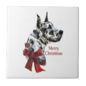 Harlequin Great Dane Kerstmis Tegeltje (Voorkant)