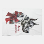 Harlequin Great Dane Kerstmis Theedoek (Horizontaal)