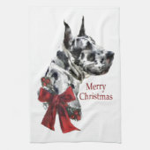 Harlequin Great Dane Kerstmis Theedoek (Verticaal)