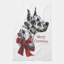 Harlequin Great Dane Kerstmis Theedoek