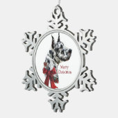 Harlequin Great Dane Kerstmis Tin Sneeuwvlok Ornament (Rechts)