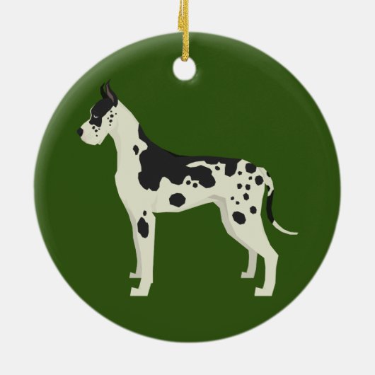 Harlequin Great Dane-kerstversiering Keramisch Ornament (Achterkant)