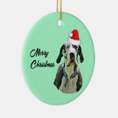 Harlequin Great Dane met Santa Hat Keramisch Ornament (Rechts)