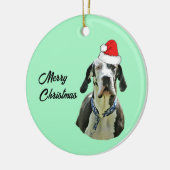 Harlequin Great Dane met Santa Hat Keramisch Ornament (Links)